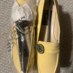 Aj Valenci Yellow Platform Loafers with Rhinestone Buckle
